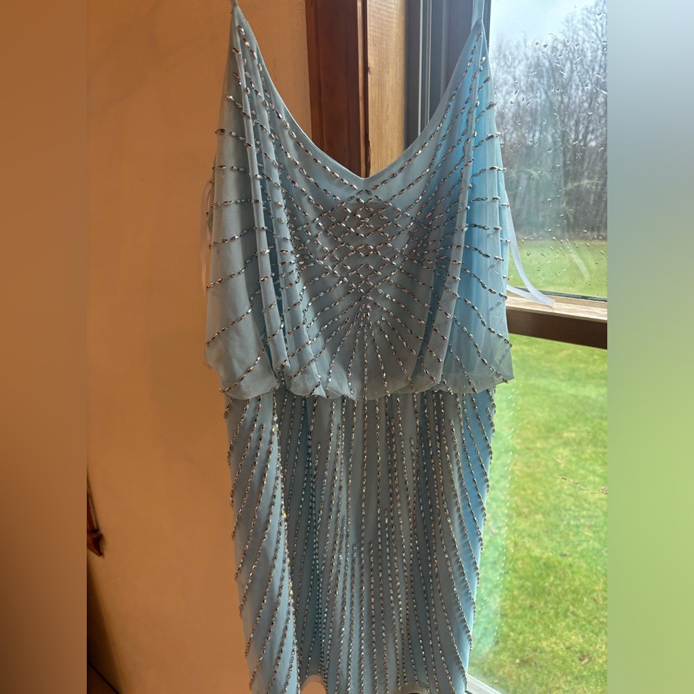 XSCAPE light blue mini dress